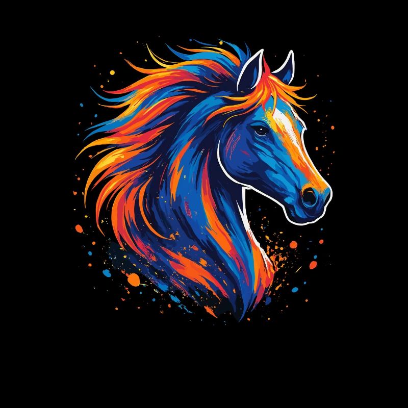 Cheval coloré - Oeuvre d’art d’éclaboussures de peinture