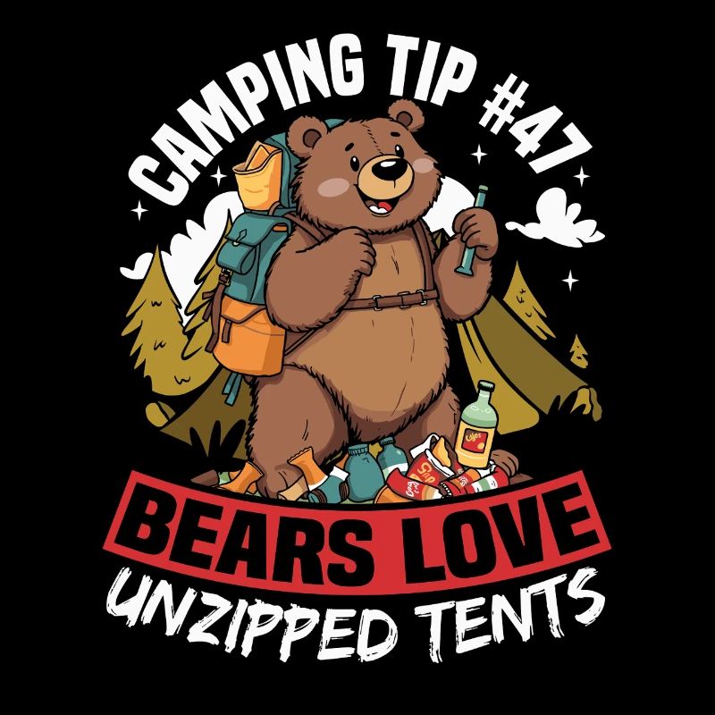 Camping Ours Attaque Astuce Drôle Randonnée Camper