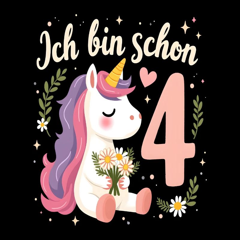 Licorne mignonne 4e anniversaire pour les filles