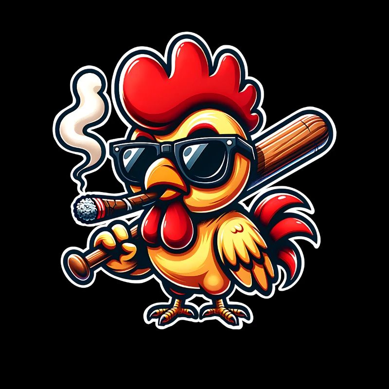 Huhn Hühner Baseballschläger Zigarre Lustig