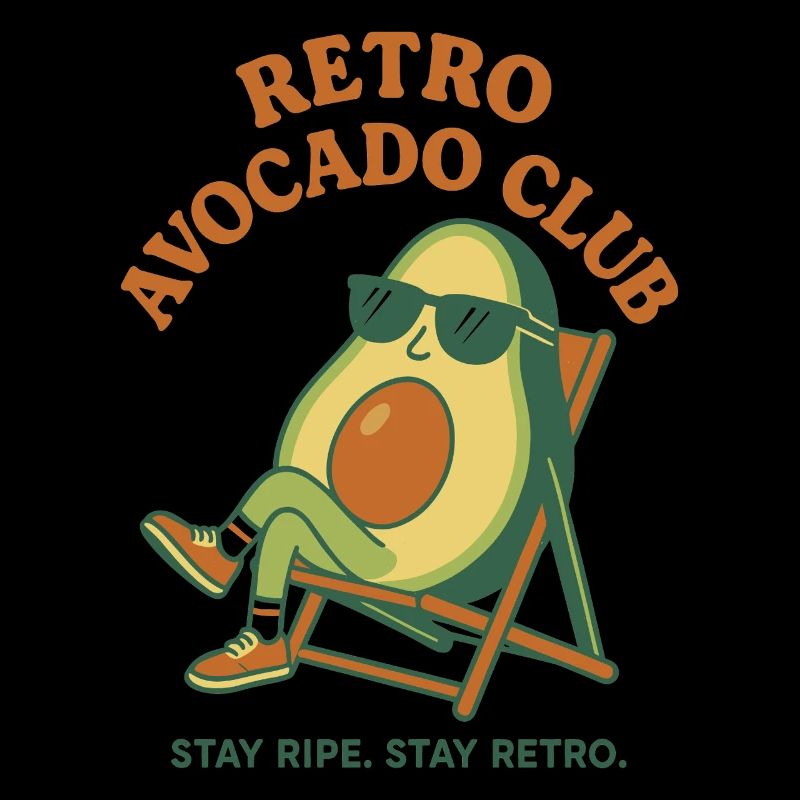 Retro avocado with sunglasses