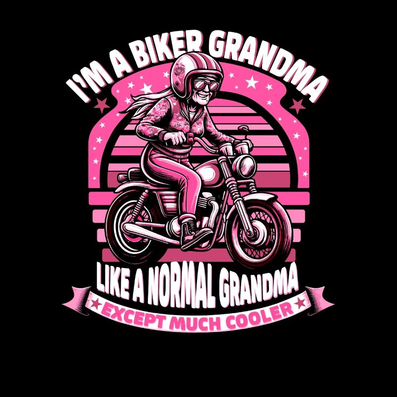 motard grand-mère dessin animé illustration