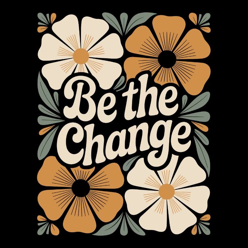 Fleur Boho Vintage Citation de motivation être le changement