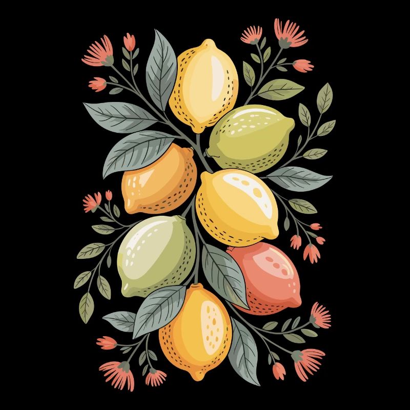 Lemons and Flowers Floral Artwork