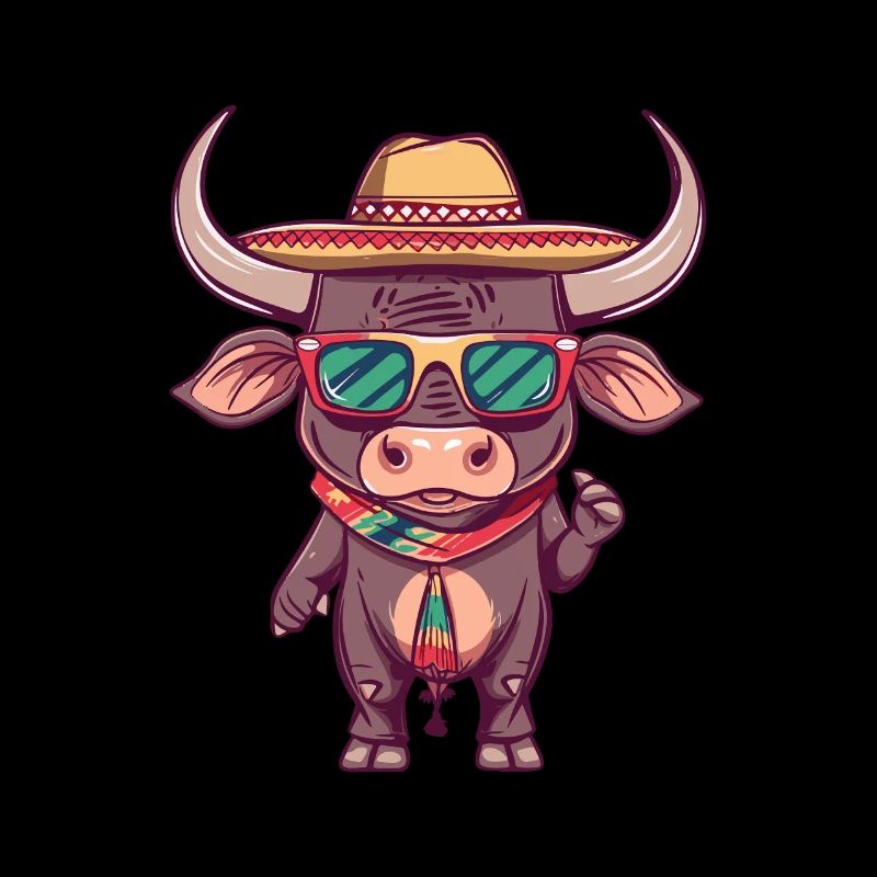 Stier Comic Lustig Sombrero