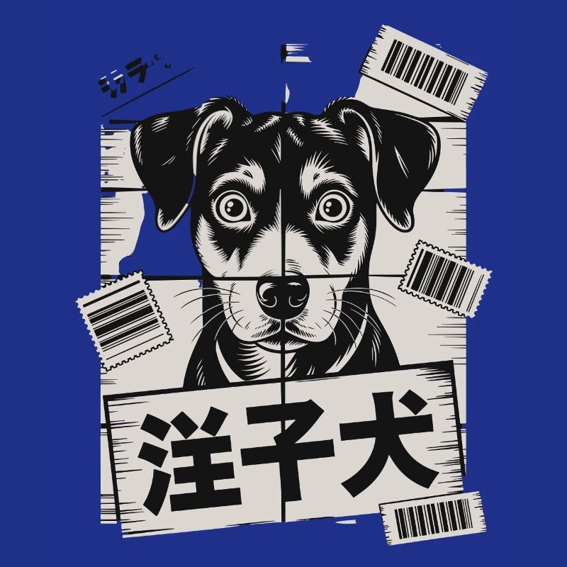 Chien mignon avec affiche de code-barres