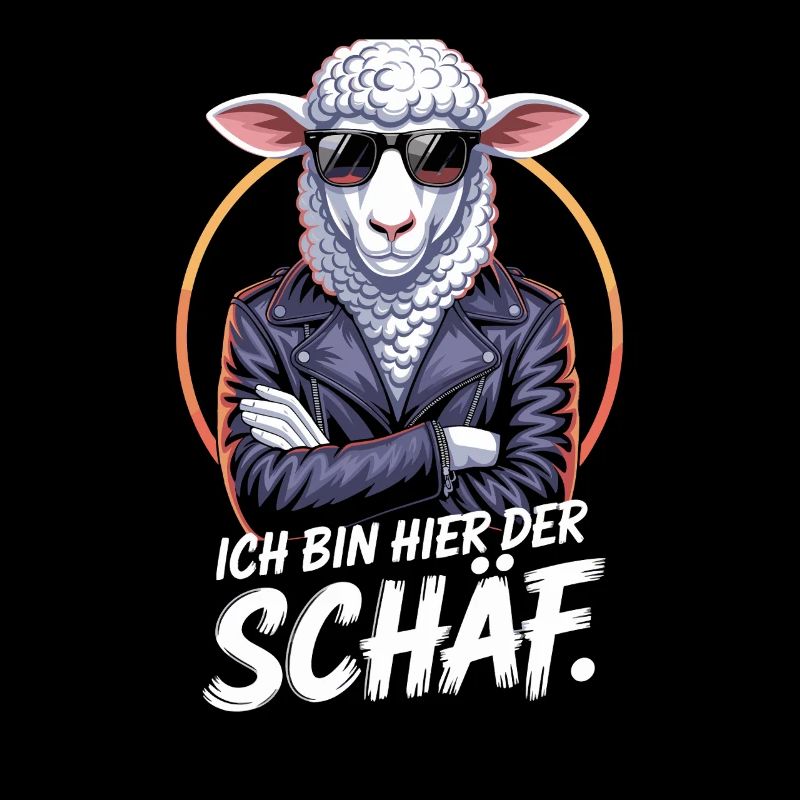 Cooles Schaf Mit Sonnenbrille Und Lederjacke