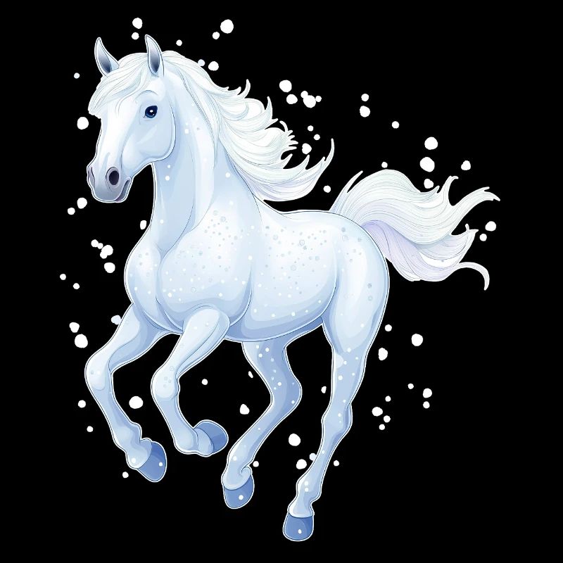 Cheval avec des flocons de neige