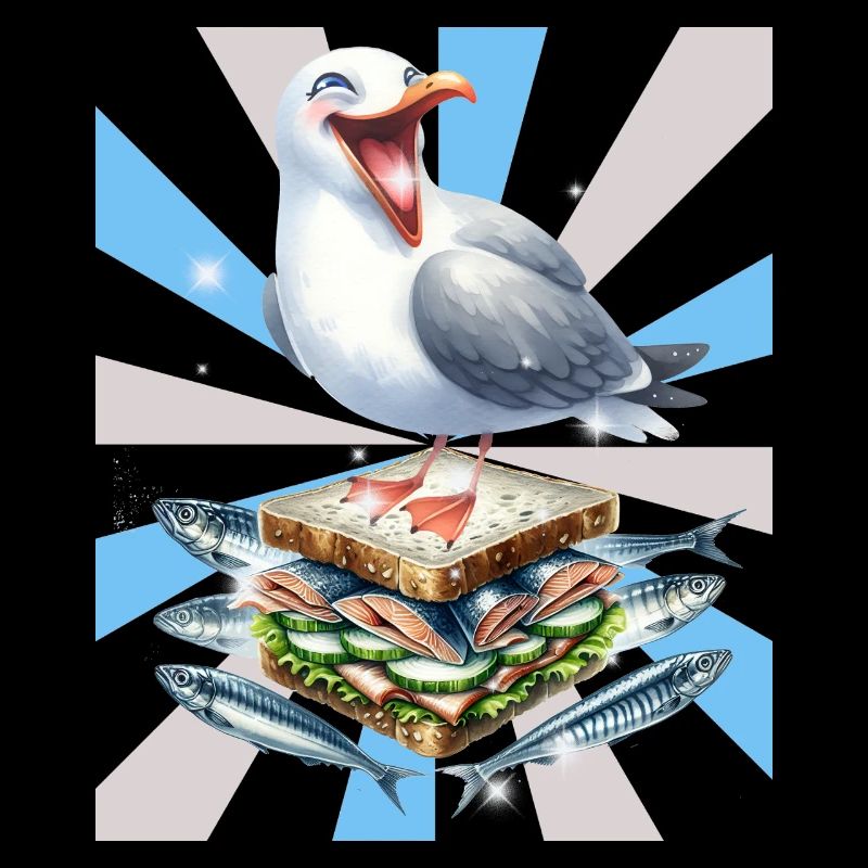 Reto Seagull Seagulls Sandwidsch Herring