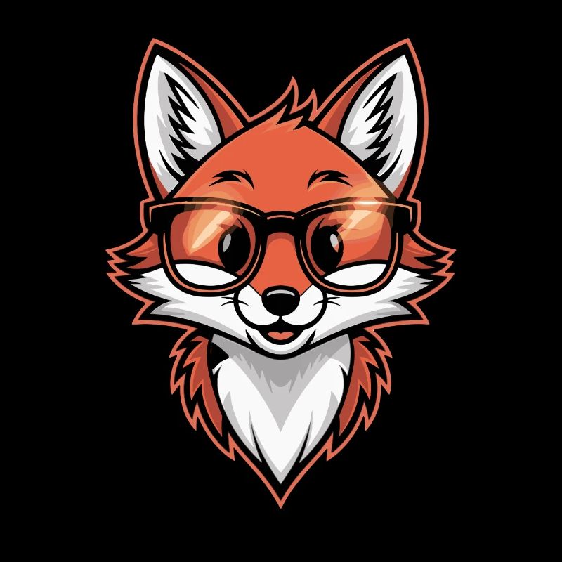 Cool Glasses Fox Cartoon Illustration