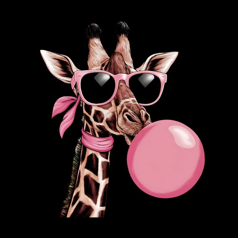 Funny Pink Giraffe with Glasses and Bubble