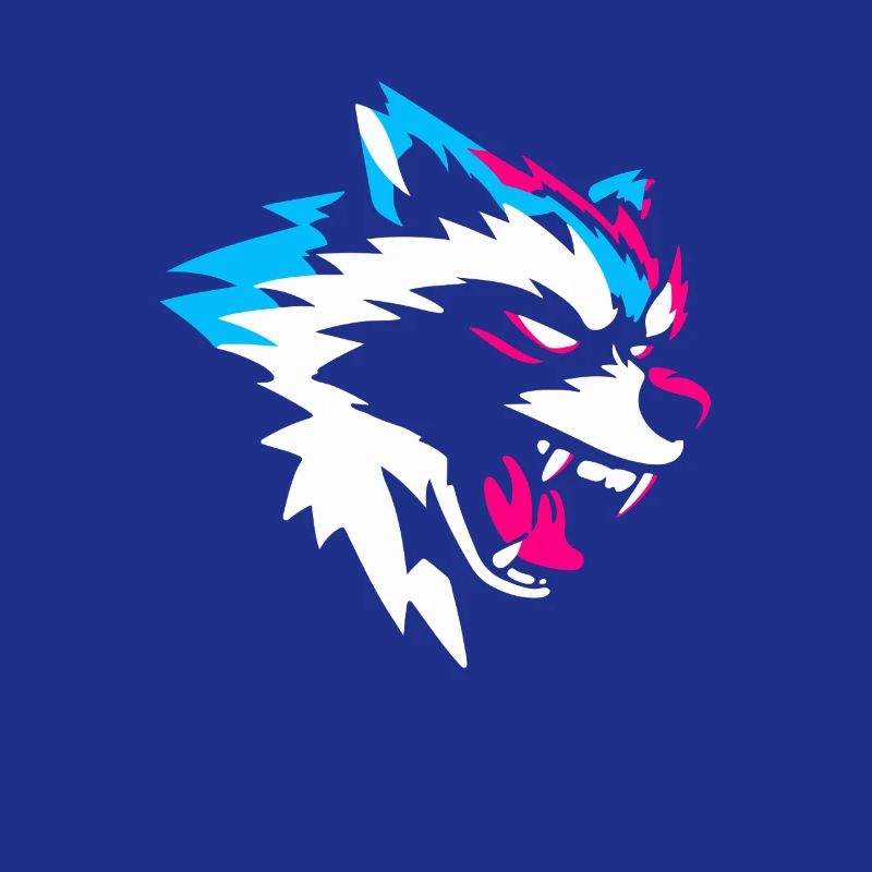 Neon Wolf Head – Aggressive Gaming Design