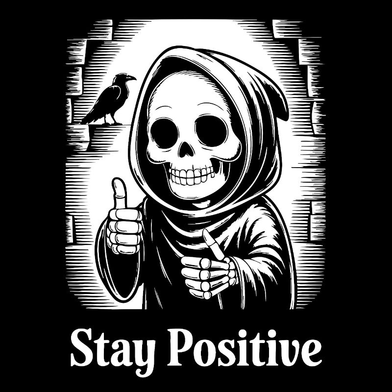 Restez positif – Grim Reaper Skeleton Design Humour