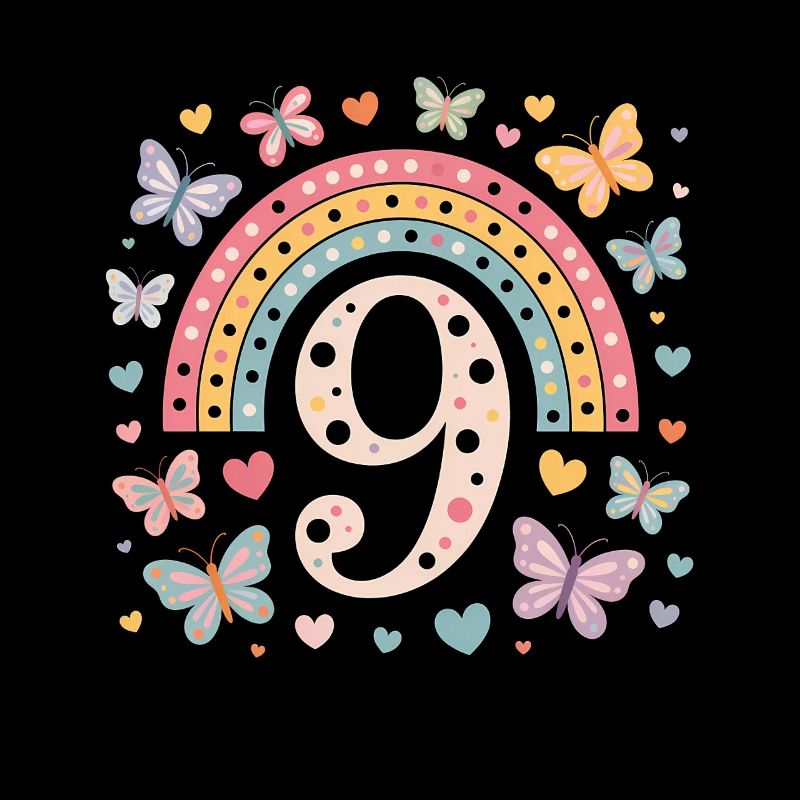 Regenbogen Schmetterling 9. Geburtstag Mädchen