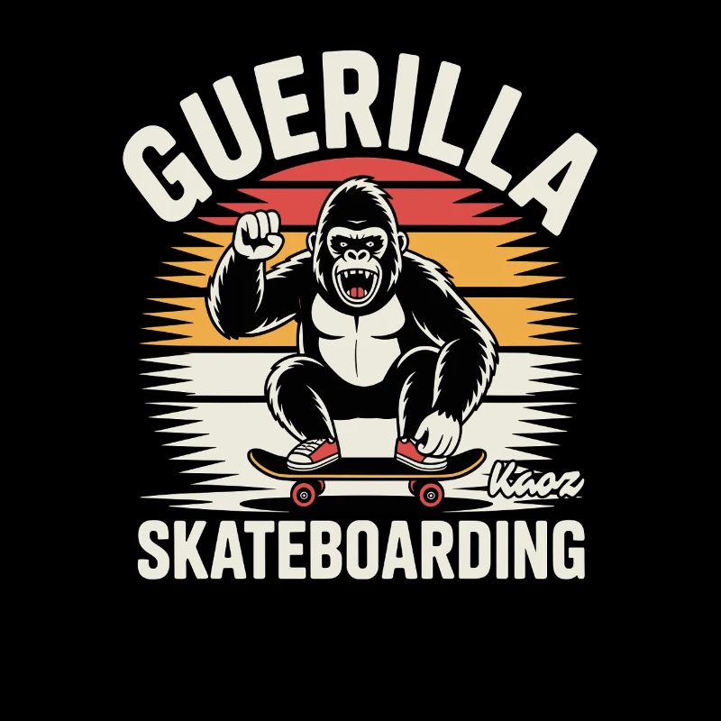 Gorilla Skateboarding Motif Design