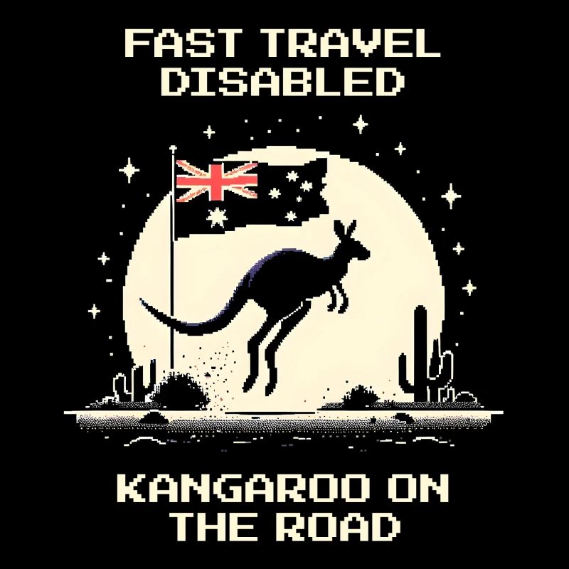Kangourou en route avec un design rétro