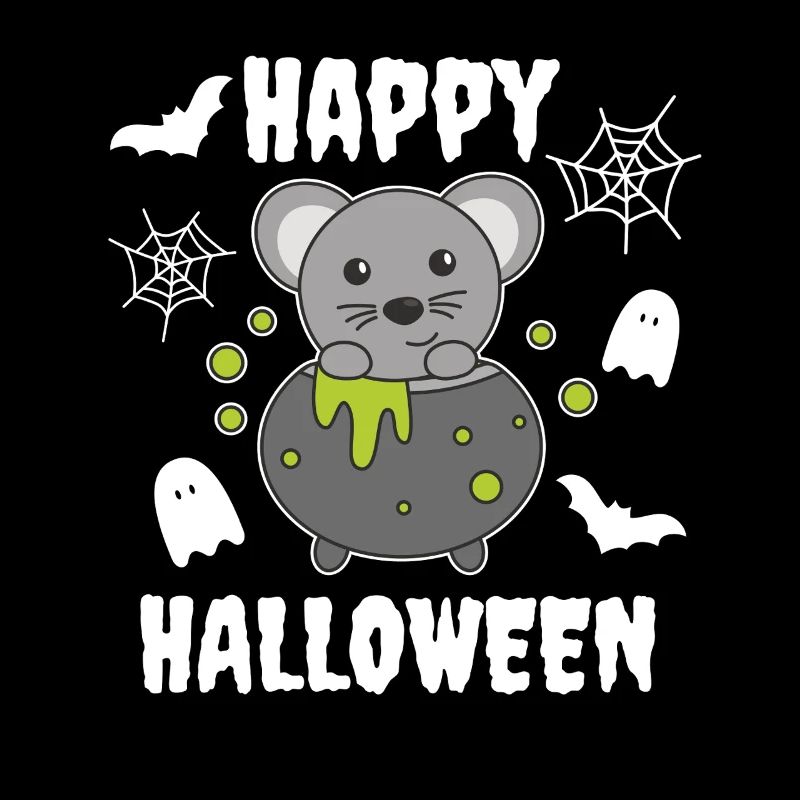 Souris Joyeux Halloween Chaudron de sorcière Chauve-souris