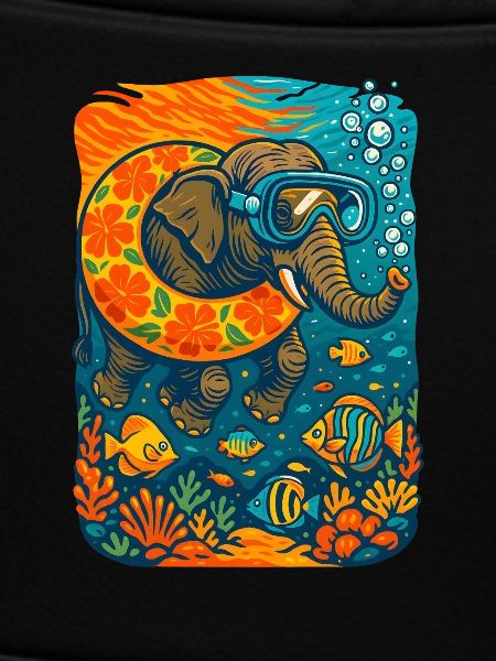 Vibrant Underwater Elephant Illustration