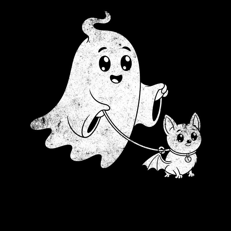 Ghost with Halloween bat dog