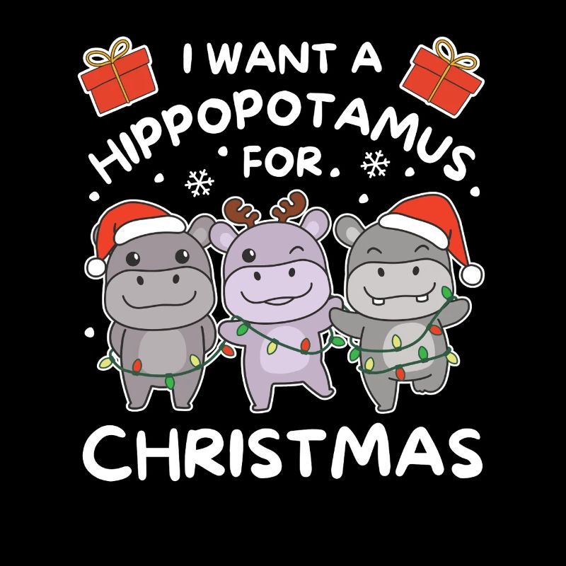 Je veux un hippopotame pour Noël mignons hippopotames