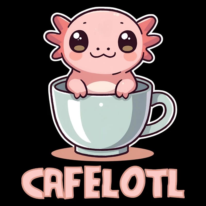 Kawaii Axolotl im Kaffeebecher - Süßes Tier
