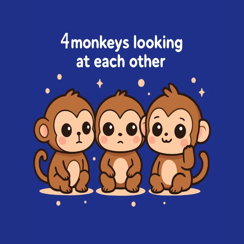 4 monkeys looking at each other