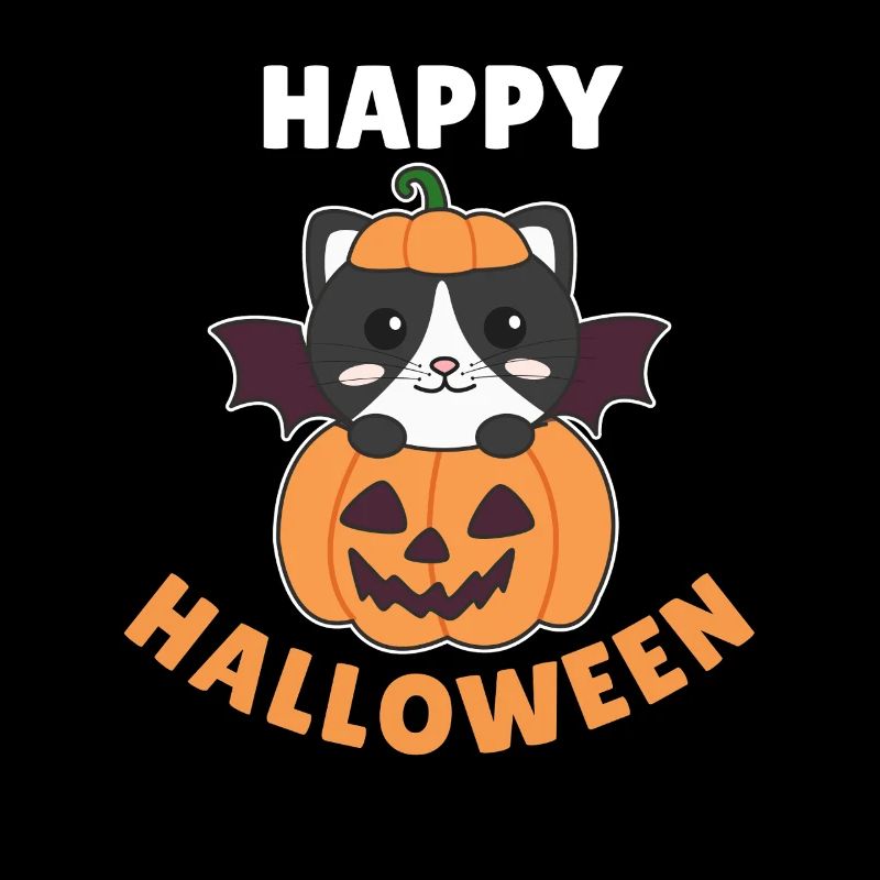 Cat Happy Halloween Pumpkin Bat Costume