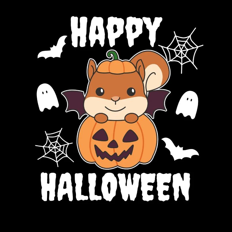Squirrel Happy Halloween Pumpkin Bat
