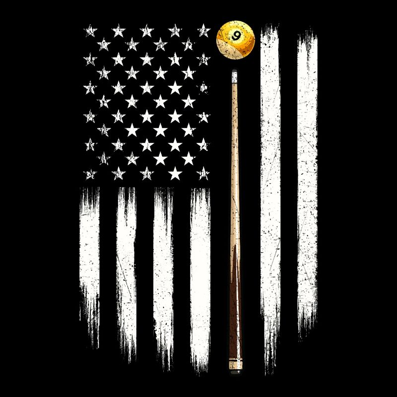 Billiard US Flag Pool Hall Patriotic Cue Player