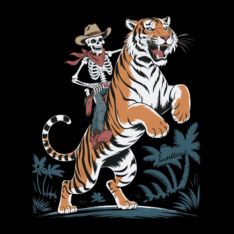 Adventurous skeleton with tiger