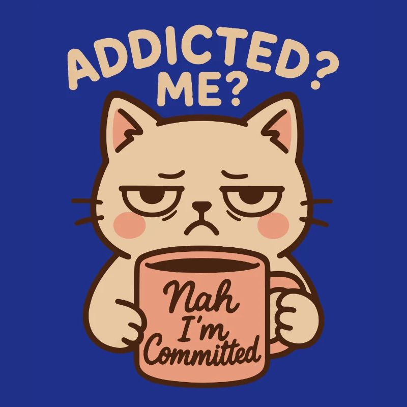 Addicted Me no I’m Committed Café Drôle de chat