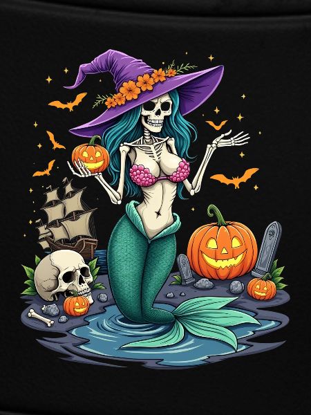 Hexenmermaid mit Halloween-Elementen