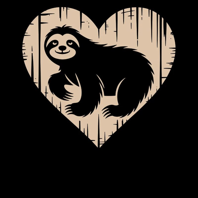 Conception de coeur de paresseux mignon