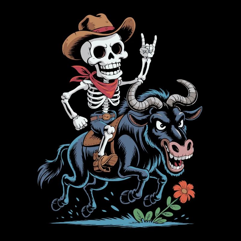 Skeleton Cowboy Rodeo on Wildebeest