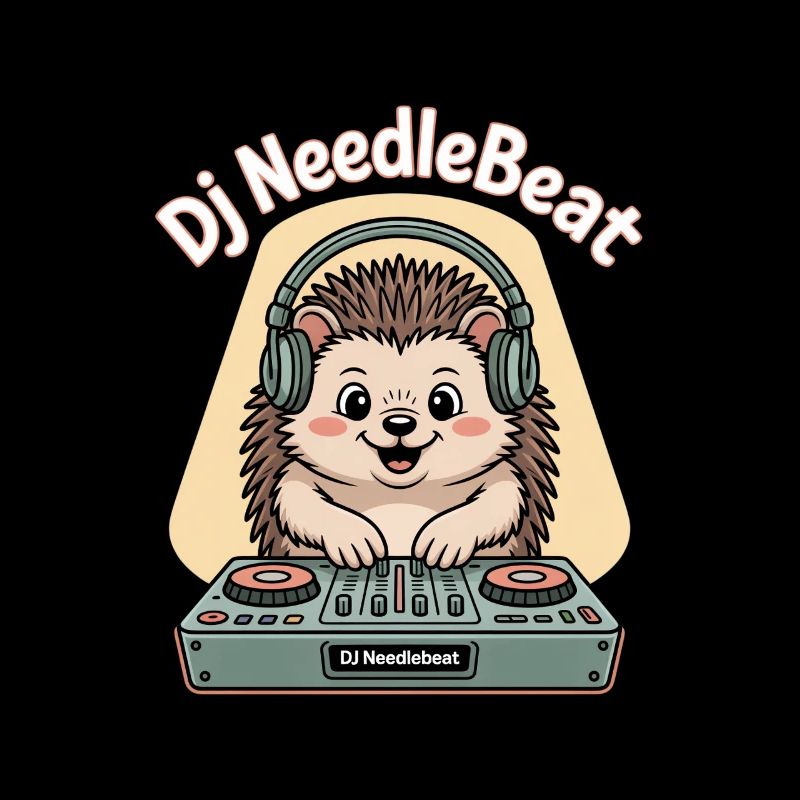 Dj NeedleBeat hérisson DJ avec des écouteurs sur le podium