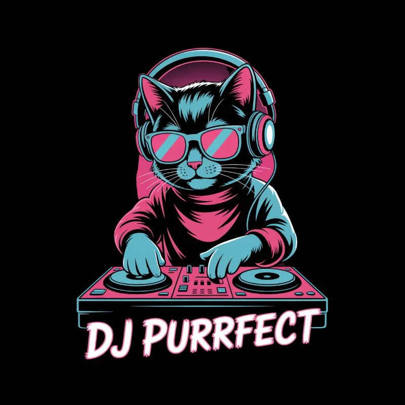 DJ Purrfect Katze DJ Kopfhörer Turntable