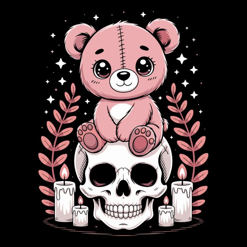 Kawaii Pastel Goth Patched Bear