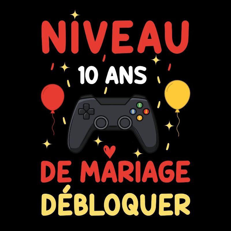 Niveau 10 Ans Mariage Débloquer Cadeau Gamer Drôle