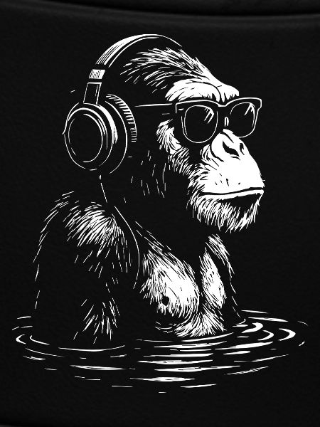 Headphone Monkey in Water