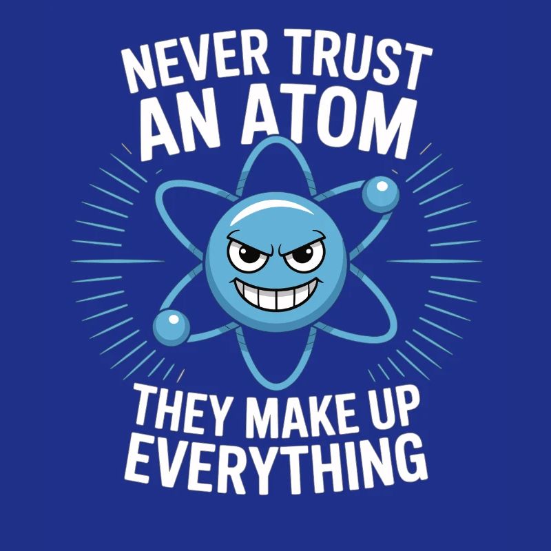 Funny Physics Shirt – Don't Trust an Atom Saying