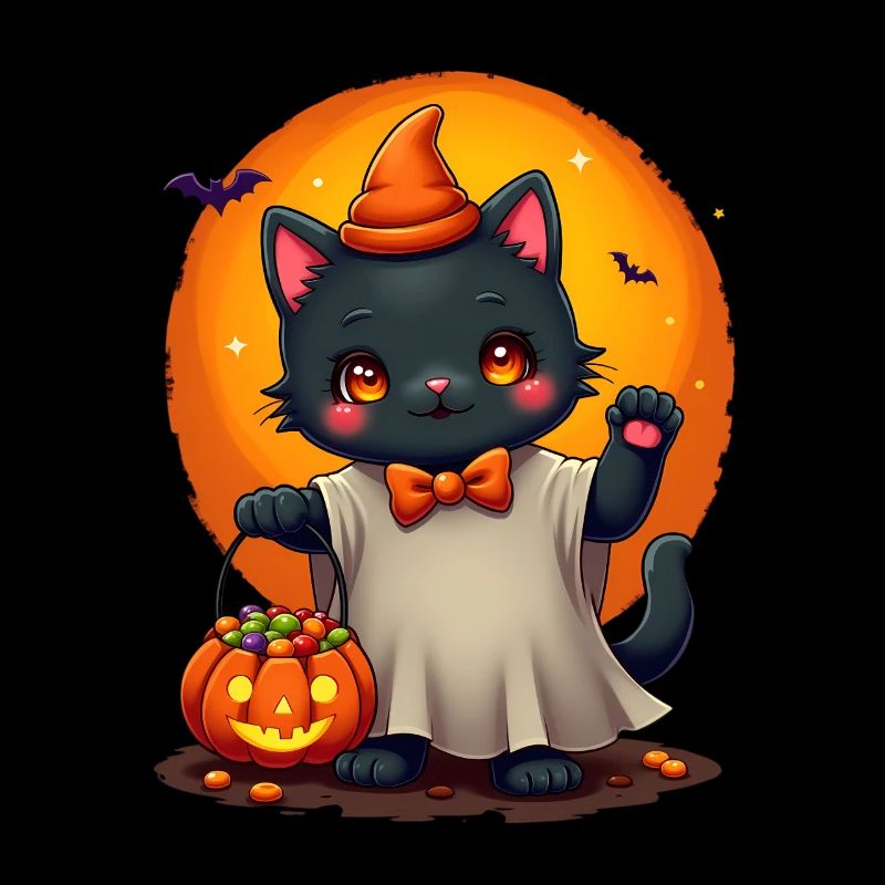 Halloween Katze mit Halloween Kürbis