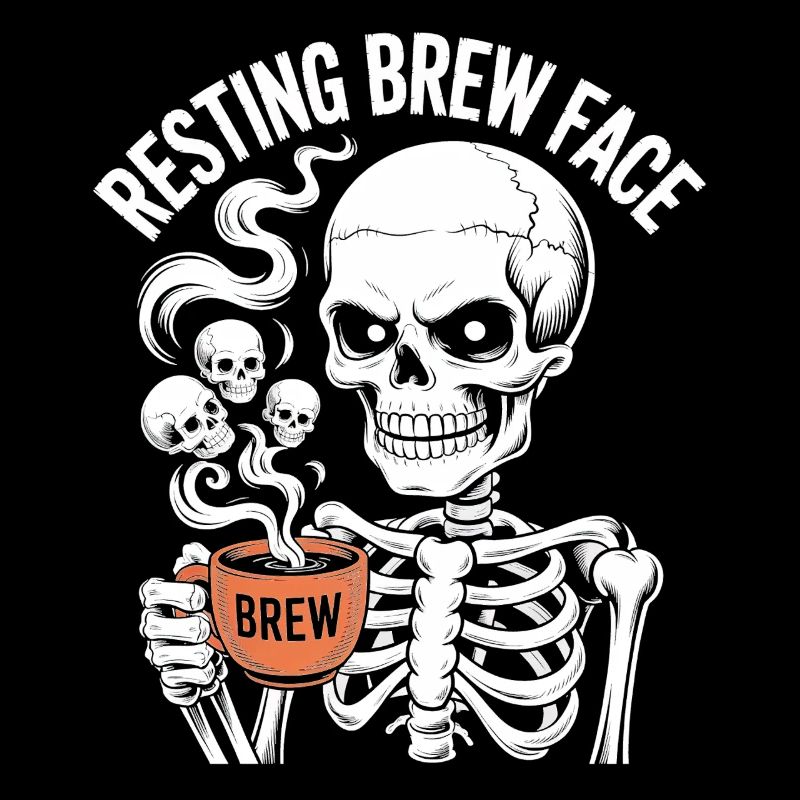 Ruhe, Gebräu, Gesicht, Skelett, Kaffee, Halloween