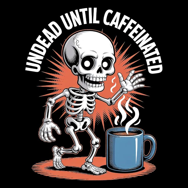 Mort-vivant jusqu’à ce que le café squelette caféiné fonctionne
