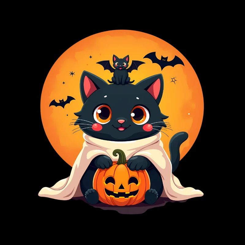 Chat d’Halloween avec citrouille d’Halloween