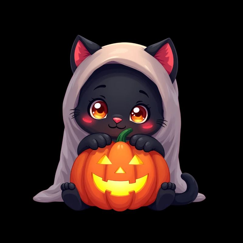 Halloween Cat with Halloween Pumpkin