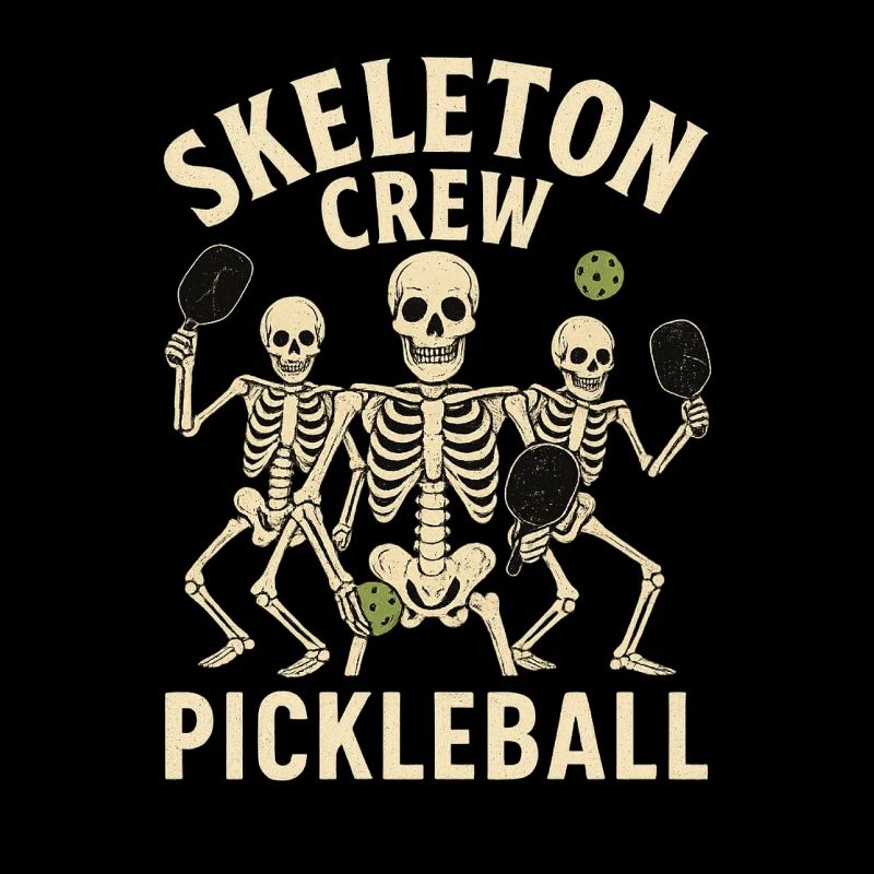 Skeleton Crew Pickleball Halloween Design