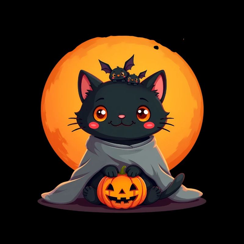 Halloween Katze mit Halloween Kürbis