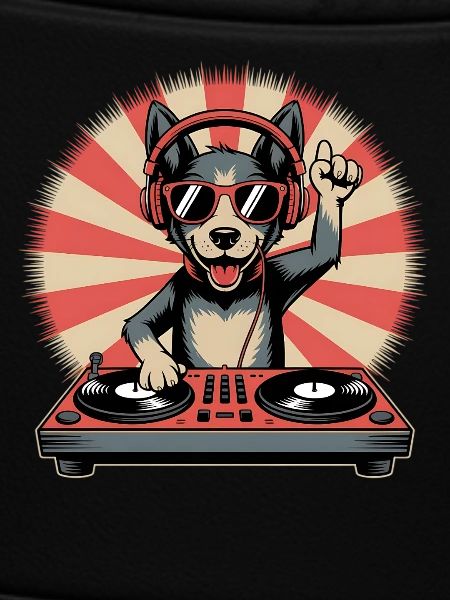 DJ Hund mit Kopfhörern