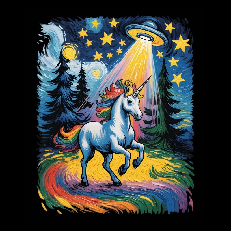 Glowing unicorn in a starry rush