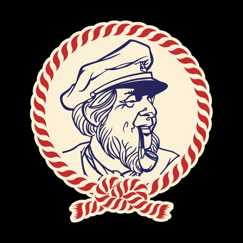 Nautic Design Captain Sailor Portrait Rope Border